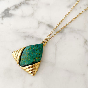 HANSON green triangle pendant necklace - 