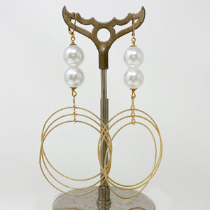 HARLOW statement gold hoop pearl earrings - 