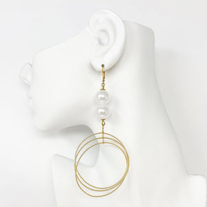 HARLOW statement gold hoop pearl earrings - 