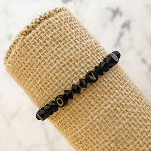 HARPER black beaded love bracelet - 