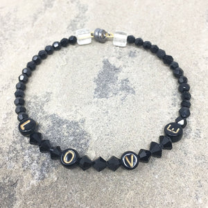 HARPER black beaded love bracelet - 