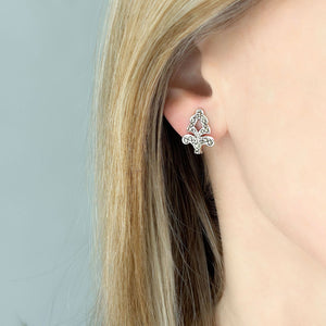 HARRINGTON Art Nouveau silver tone marcasite clip earrings - 