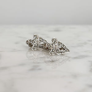 HARRINGTON Art Nouveau silver tone marcasite clip earrings - 