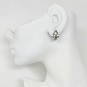 HARRINGTON Art Nouveau silver tone marcasite clip earrings - 