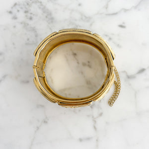 HAZEL vintage gold tone grape leaves motif hinged bangle - 