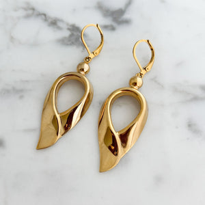 HELENE vintage gold tone inverted teardrop dangle earrings - 