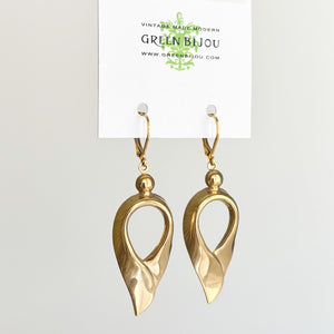HELENE vintage gold tone inverted teardrop dangle earrings - 