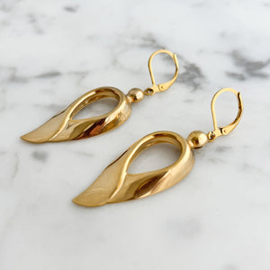 HELENE vintage gold tone inverted teardrop dangle earrings - 