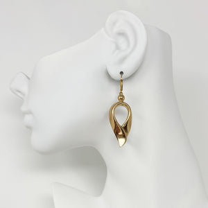HELENE vintage gold tone inverted teardrop dangle earrings - 