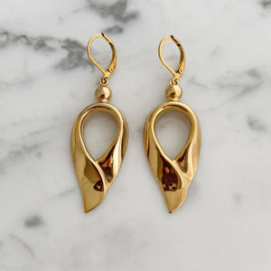 HELENE vintage gold tone inverted teardrop dangle earrings - 