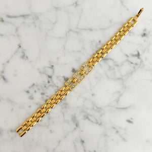 HILDY clear rhinestone and gold tone panther chain bracelet - 
