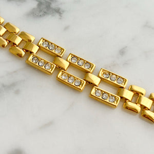 HILDY clear rhinestone and gold tone panther chain bracelet - 