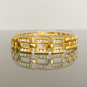 HILDY clear rhinestone and gold tone panther chain bracelet - 