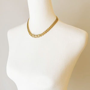 HILDY clear rhinestone and gold tone panther chain necklace - 