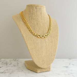 HILDY clear rhinestone and gold tone panther chain necklace - 