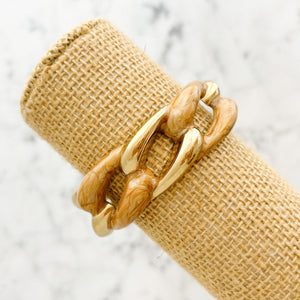 HILLIER vintage marbled tan enamel and gold clamper bangle - 