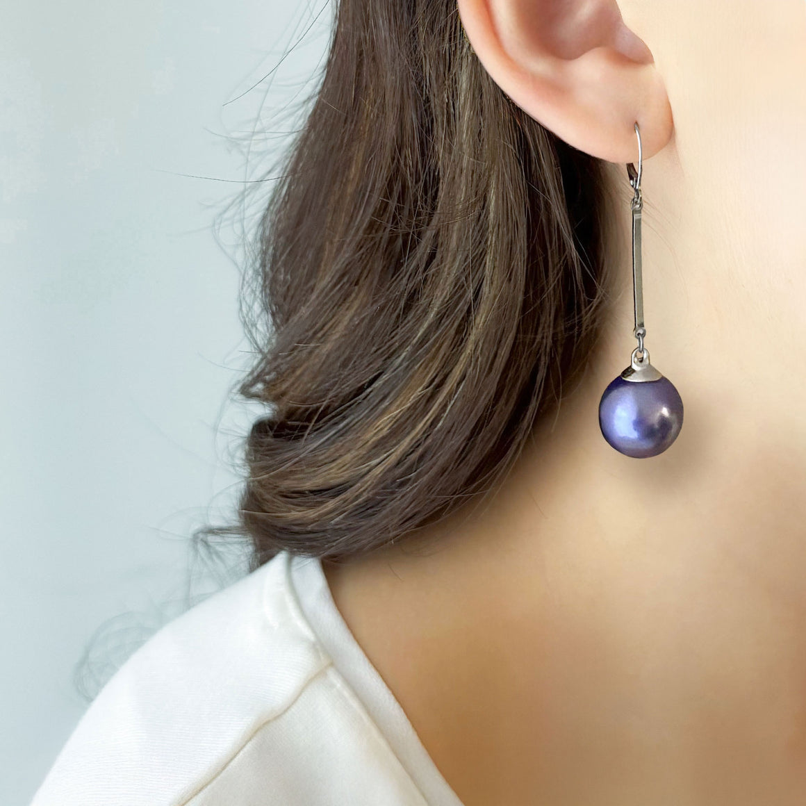 HUDSON purple pearl drop earrings-GREEN BIJOU