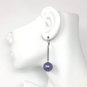 HUDSON purple pearl drop earrings - 