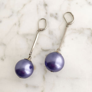 HUDSON purple pearl drop earrings - 