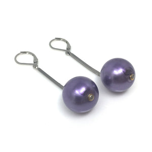 HUDSON purple pearl drop earrings - 