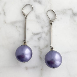 HUDSON purple pearl drop earrings - 