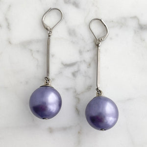 HUDSON purple pearl drop earrings-GREEN BIJOU