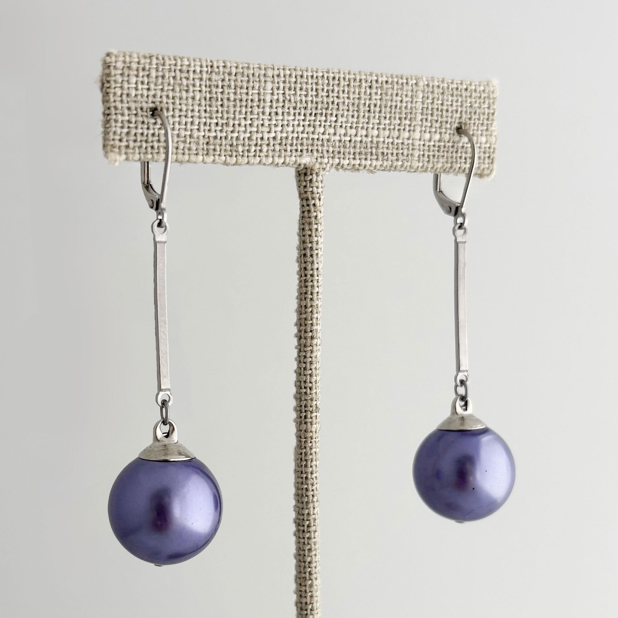 HUDSON purple pearl drop earrings-GREEN BIJOU