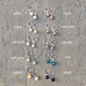 IDA silver plated pearl earrings in your choice of colour - 