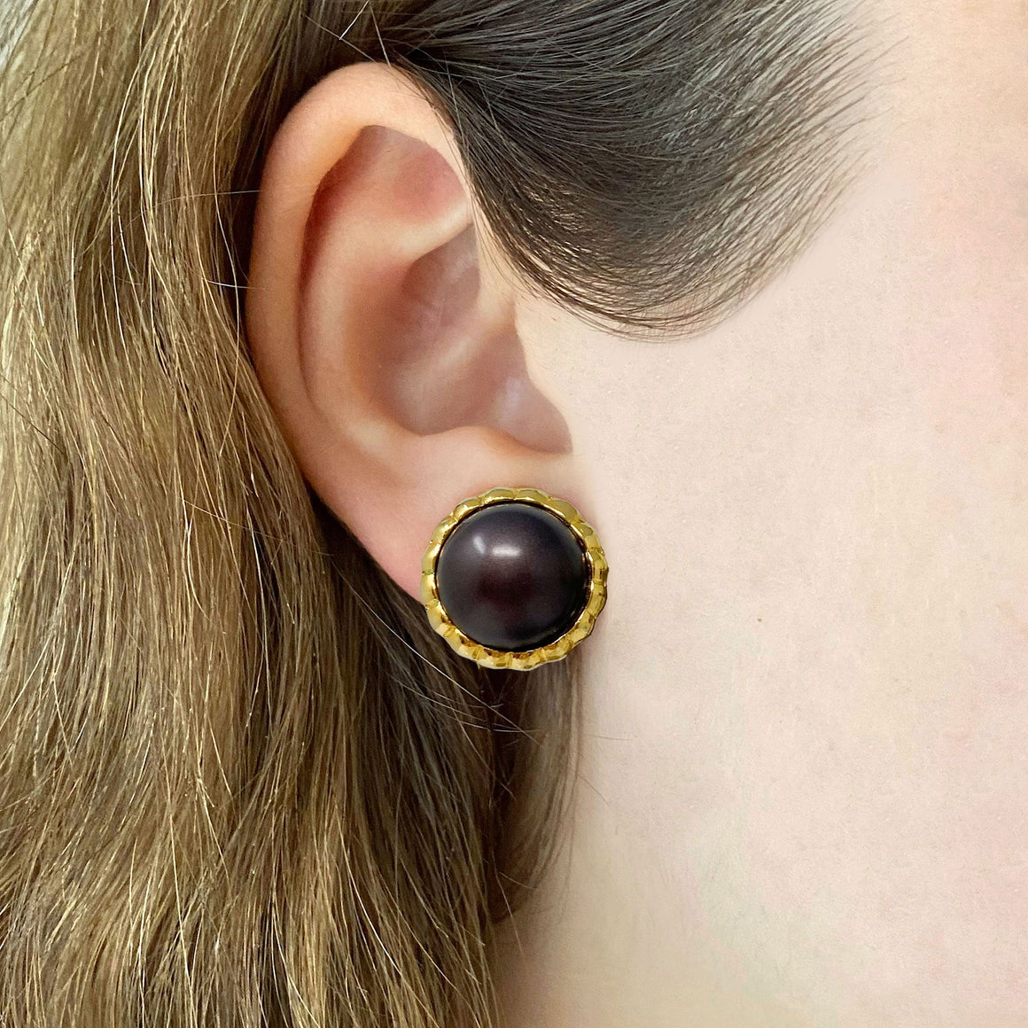IVERSON vintage dark aubergine clip earrings-GREEN BIJOU