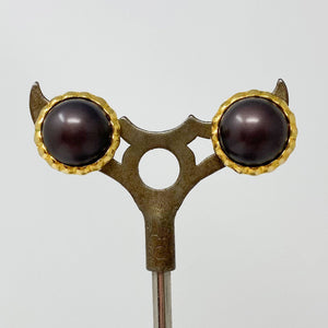 IVERSON vintage dark aubergine clip earrings - 
