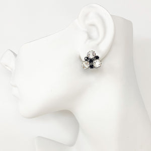 IZZY clear and black rhinestone clip earrings - 