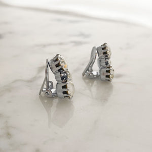 IZZY clear and black rhinestone clip earrings - 