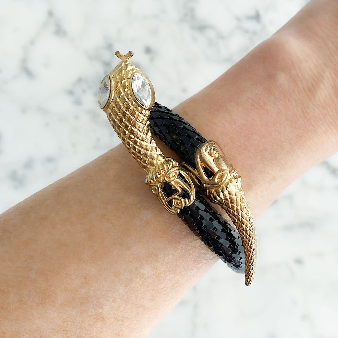 JACINTA vintage snake wrap bracelet-GREEN BIJOU