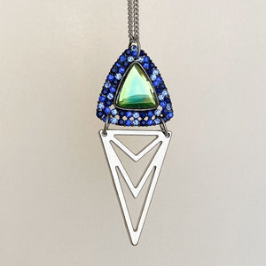 JACQUI blue and green pendant necklace-GREEN BIJOU