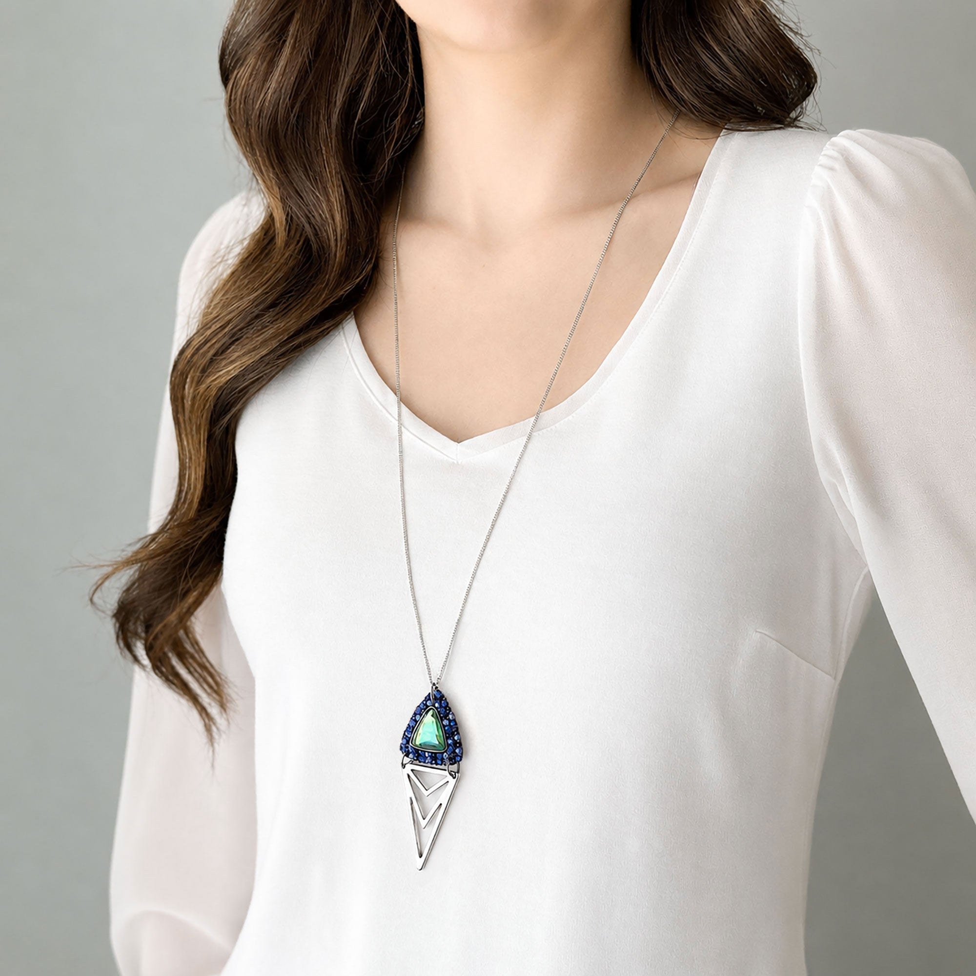 JACQUI blue and green pendant necklace-GREEN BIJOU