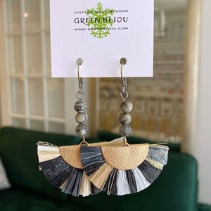 JADON raffia fan earrings - 