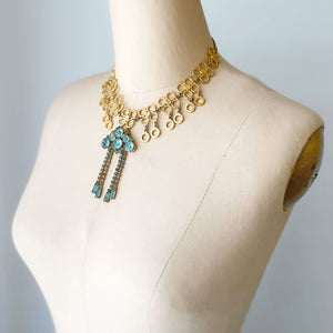 JANEY teal and gold choker necklace - 