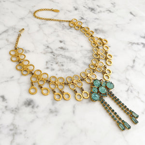 JANEY teal and gold choker necklace - 