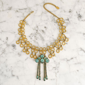 JANEY teal and gold choker necklace - 