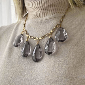 JAQUEN smokey quartz crystal and gold necklace - 