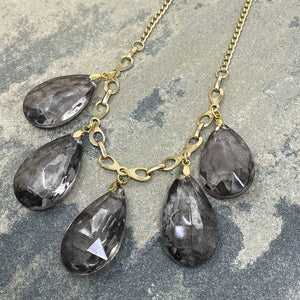 JAQUEN smokey quartz crystal and gold necklace - 