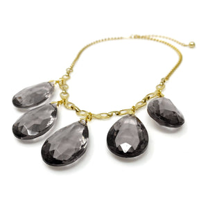 JAQUEN smokey quartz crystal and gold necklace - 