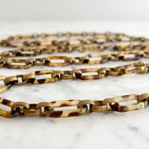 JAYDEN animal print acrylic paper clip chain and brass belt - 