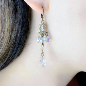 JEENIE vintage rhinestone ball crystal chandelier earrings - 