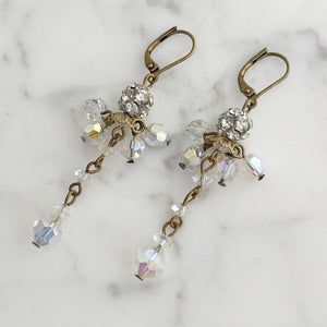 JEENIE vintage rhinestone ball crystal chandelier earrings - 
