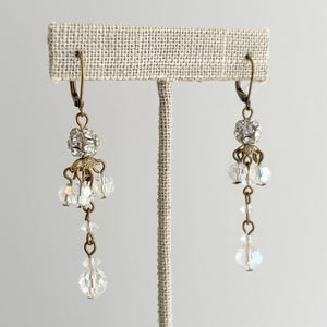 JEENIE vintage rhinestone ball crystal chandelier earrings-GREEN BIJOU