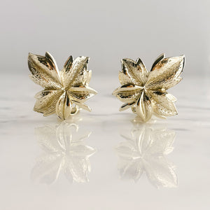 JENNA lightweight gold tone aluminum leaf clip on earrings - 
