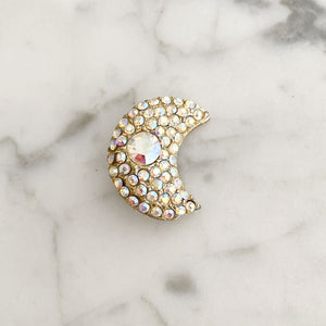 JENNING aurora borealis crescent moon pin-GREEN BIJOU