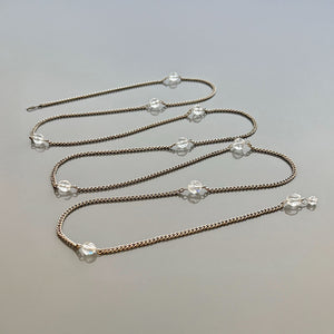 JORIE vintage faceted crystal oxidized silver chain belt-GREEN BIJOU