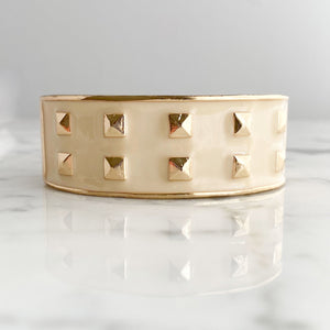 JOSETTE vintage cream and gold clamper bangle-GREEN BIJOU